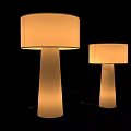 Modern Floor Lamp With Cylindrical Base And Beige Fabric Shade Design