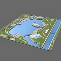 Park Landscape Design With Large Central Lake Curved Paths And Green Lawns