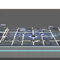 Futuristic Digital Interface With Blue Data Visualization And Glowing Control Panel
