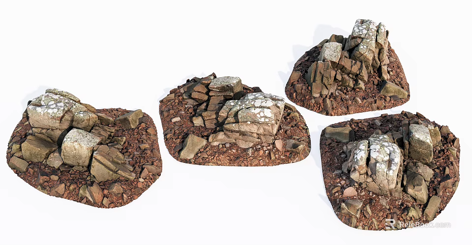 Natural Stone Structures With Wooden Accents For Rustic Decorative Design 3d model