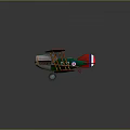 Red And Green Biplane Model With White Blue Target Logos On Wings