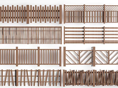 Wooden Railings With Various Designs For Garden Balcony And Outdoor Areas 3d model