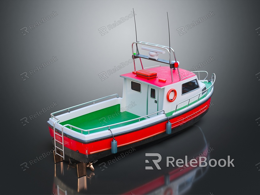 Modern boat small fishing boat cartoon fishing boat model