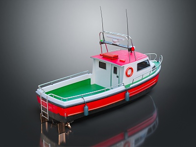 Modern boat small fishing boat cartoon fishing boat 3d model