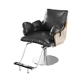 Black Leather Massage Chair With Comfortable Armrests And Metal Base Footrest