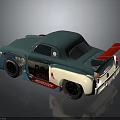 Vintage Modified Race Car In Turquoise And White With Number 99 And Rear Spoiler