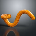 Unique Orange Snake Shaped Furniture With Scaly Texture Black Background And Reflection