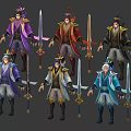 Game And Movie Character Design Collection With Diverse Costumes And Weapons