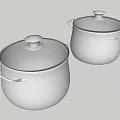 Two Stainless Steel Kitchen Cookware Pots With Transparent Lids And Handles