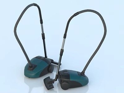 Teal And Black Household Vacuum Cleaners With Long Hose And Handle For Home Cleaning 3d model