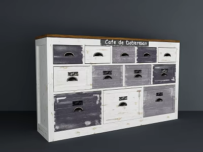 Vintage Entryway Side Cabinet With White And Gray Multiple Drawers Design 3d model