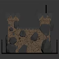 Grey Stone Medieval Castle With Multiple Towers Red Accents Red Flag And Blue Base