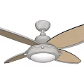 Modern White Ceiling Fan Light With Wooden Blades And Contemporary Design