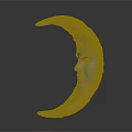 Artistic Light Colored Crescent Moon Sculpture Featuring Detailed Human Face Design