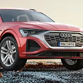 Red Audi SUV Showcasing In Outdoor Landscape 3d model