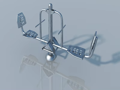 Outdoor Stainless Steel Double Person Fitness Equipment With Pedals And Handrails 3d model