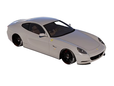 Silver Two Door Ferrari Sports Car With Sleek Design And Black Wheels 3d model
