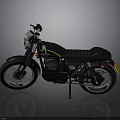 Black Vintage Style Motorcycle With Yellow Stripe Black Seat And Silver Wheels
