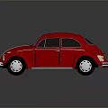 Red Classic Beetle Car Exterior Design With Shiny Finish And Retro Style
