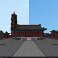 Ancient Chinese Architecture Complex With Traditional Pagoda Courtyards Greenery And Water Area