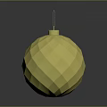 Yellow Polyhedral Sphere Weapon With Textured Surface Top Ring And String 3d model