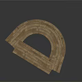 Curved Wooden Staircase Structure With Layered Steps And Central Circular Hollow
