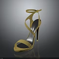 Elegant Golden Strappy High Heels With Stiletto Heel On Black Background