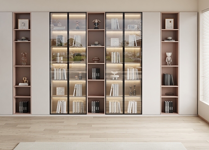 Modern Bookcase Cream Decorative Cabinet 3d model