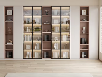 Modern Bookcase Cream Decorative Cabinet 3d model