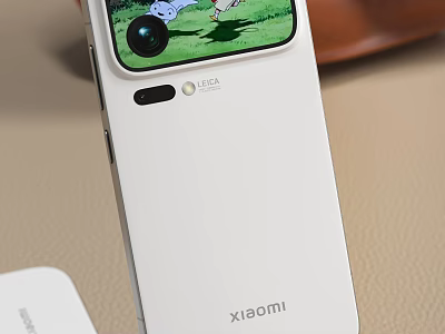 Xiaomi White Smartphone Rear View With Leica Camera And Screen 3d model