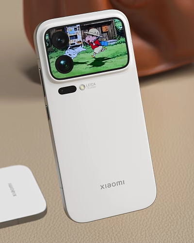 Xiaomi White Smartphone Rear View With Leica Camera And Screen 3d model