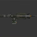 Futuristic Sci Fi Weapon Design With Green Orange Accents And Tactical Scope