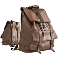 Brown Leather Backpack Showcasing Dual Angles View With Classic Design Details 3d model