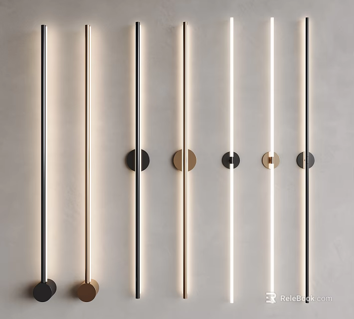 Modern Minimalist Wall Sconces with Linear Metal Bases and Ambient Lighting for Interior Spaces 3d model 