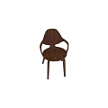 Modern Wooden Single Chair With Curved Backrest And Sleek Armrest Design
