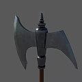 Medieval Battle Axe Featuring Steel Head Brown Wooden Handle and Classic Style
