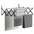 Black Wall Mounted Foldable Storage Shelf with Multiple Hanging Towels and Design 3d model