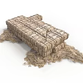 Textured Masonry Building Component With Layered Brick Design And Hay Surroundings