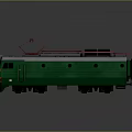 Green Electric Model Train With Red Pantograph Roof And Front Headlight Details