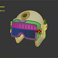Cream Colored Protective Helmet With Tinted Visor Circular Vent And Metal Straps