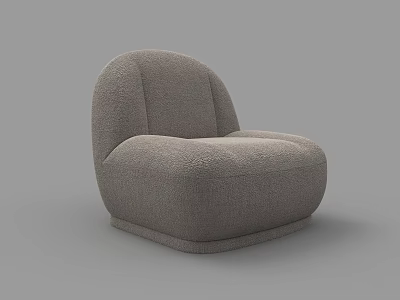 Modern Gray Accent Chair With Curved Design And Soft Plush Fabric 3d model