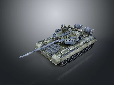 Detailed Military Tank 3D Render With Long Gun Barrel Heavy Tracks And Turret 3d model