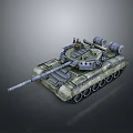 Detailed Military Tank 3D Render With Long Gun Barrel Heavy Tracks And Turret
