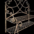 Iron Outdoor Bench With Curly Scrollwork Design For Garden Patio Decor