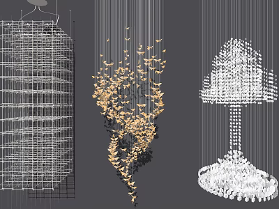 Modern Artistic Chandeliers With Unique Hanging Structures And Creative Decorative Shapes 3d model