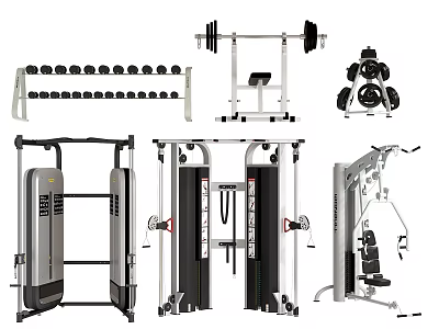 Essential Sports Equipment Including Dumbbells Barbells Weight Racks And Multi Functional Training Machines 3d model