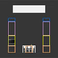 Colorful Framed Display Booth With White Top Orange Bases And White Tables