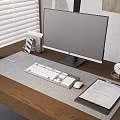 Modern computer desktop computer monitor keyboard folder alarm clock 3d model