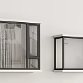 Modern Bay Windows in Contemporary Interior with White Walls Black Frames Glass Panes