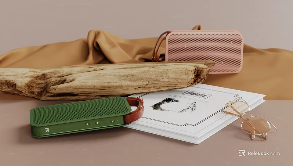 Colorful Portable Bluetooth Speakers With Lifestyle Accessories 3d model 